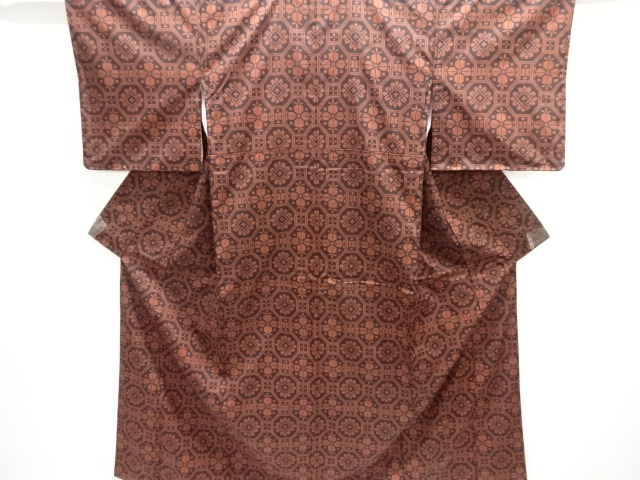 JAPANESE KIMONO / OMESHI / NISHIJIN-ORI / ENSEMBLE / WOVEN FLOWER SHOKKO PATTERN